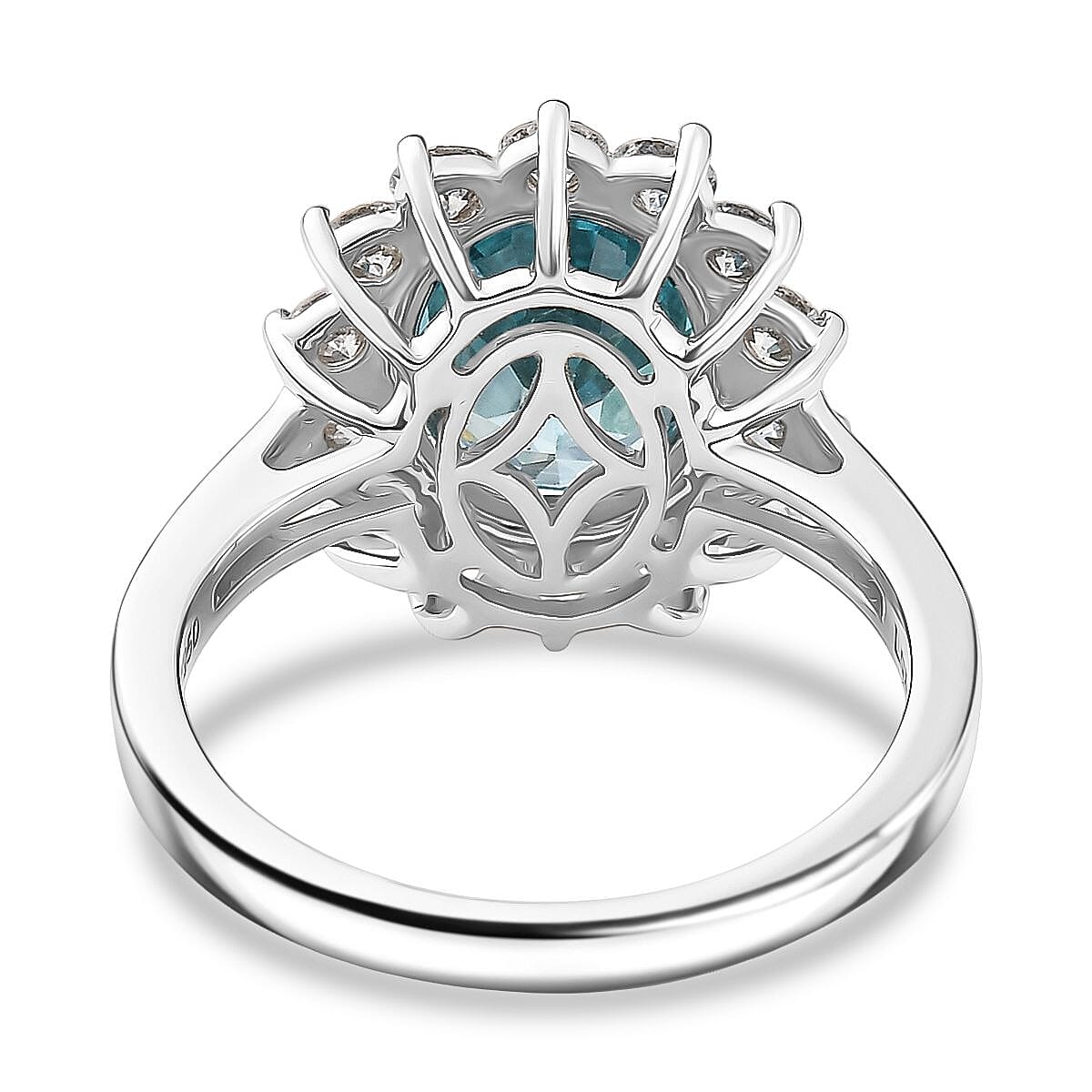 Luxuriant Diamond 950 Platinum AAA Blue Zircon & (SI-G-H) Lab Grown Diamond Halo Ring 4.95 Ct, Platinum Wt.5.55 Gms. Luxuriant Diamond 950 Platinum AAA Blue Zircon & (SI-G-H) Lab Grown Diamond Halo Ring 4.95 Ct, Platinum Wt.5.55 Gms.