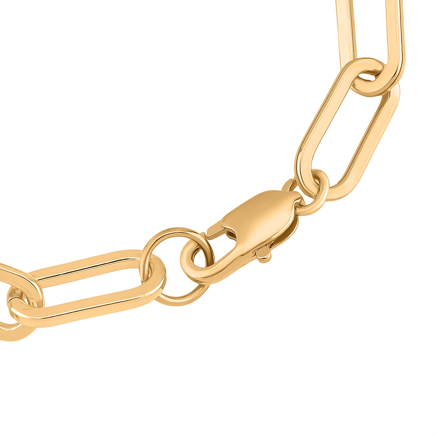 Designer Inspired - Paperclip Link White Crystal Bracelet (Size - 7.5) with Lobster Clasp in Yellow Gold Tone Designer Inspired - Paperclip Link White Crystal Bracelet (Size - 7.5) with Lobster Clasp in Yellow Gold Tone