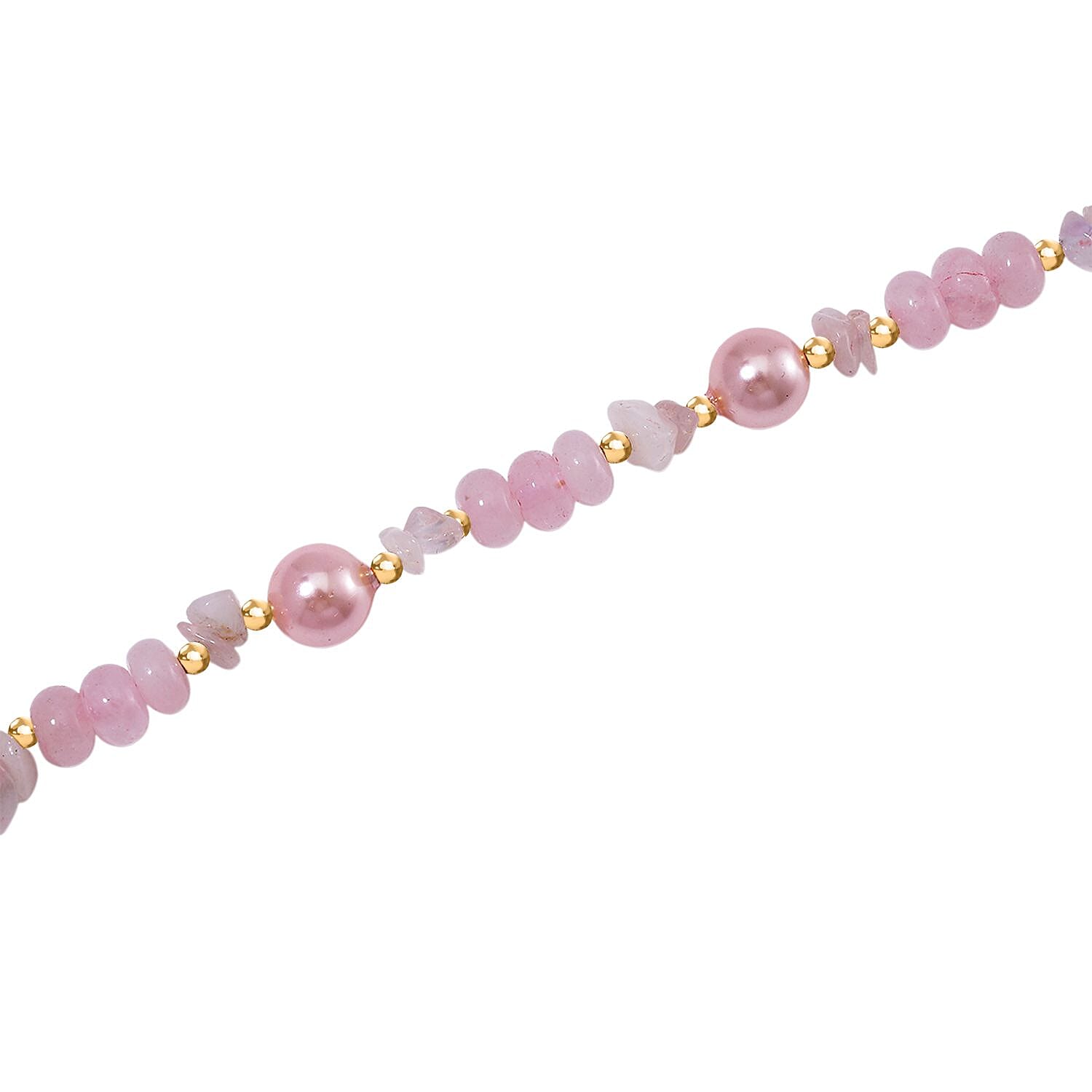 Pink Shell Pearl and Rose Quartz Beads & Chips Necklace (Size 18-2) in Yellow Gold Tone 170.00 Ct.