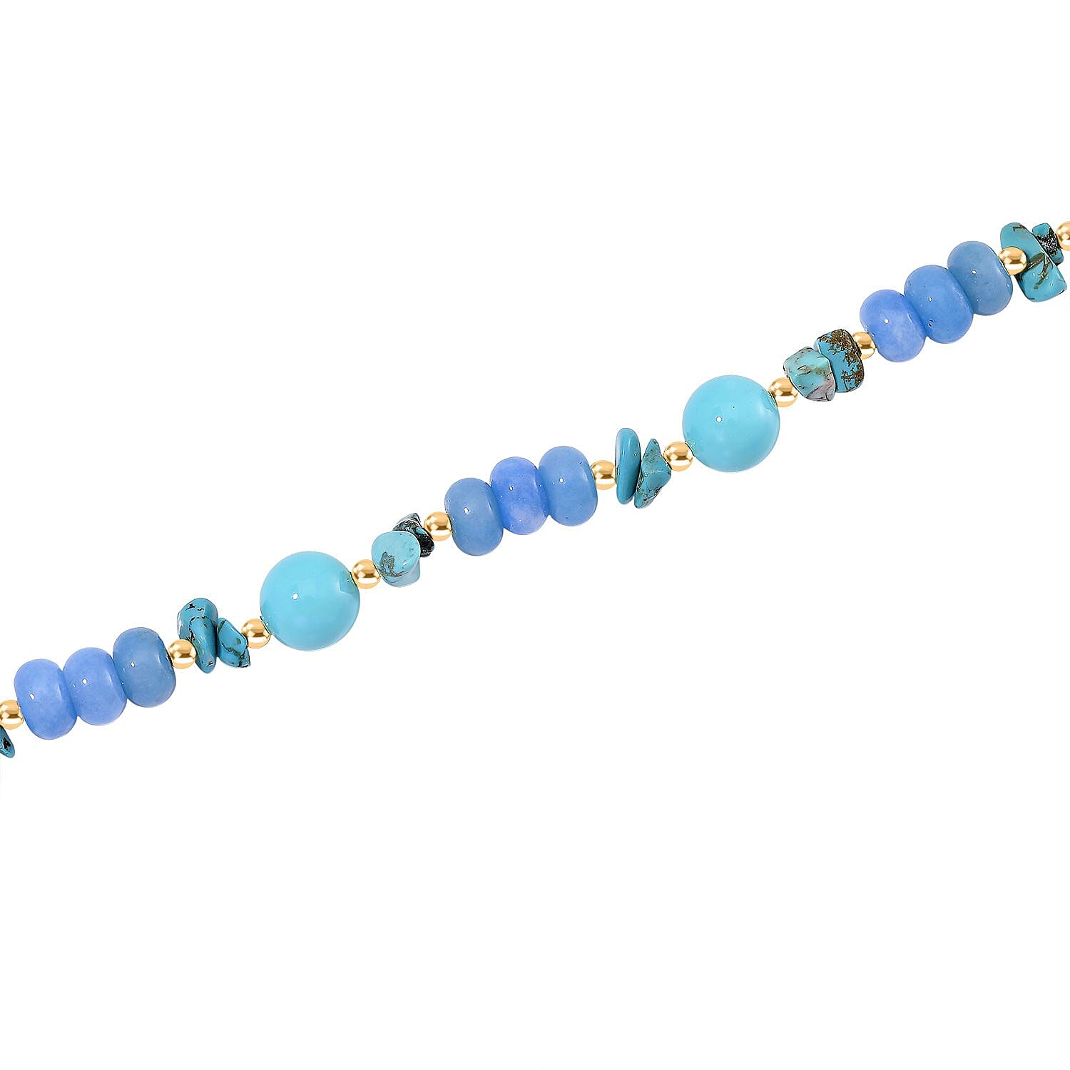 Sleeping Beauty Shell Pearl, Blue Howlite & Agate Necklace (Size 18-2) in Yellow Gold Tone 170.00 Ct.