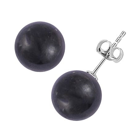 Natural Shungite Earrings with Push Backs in Rhodium Overlay Sterling Silver 12.00 Ct.
