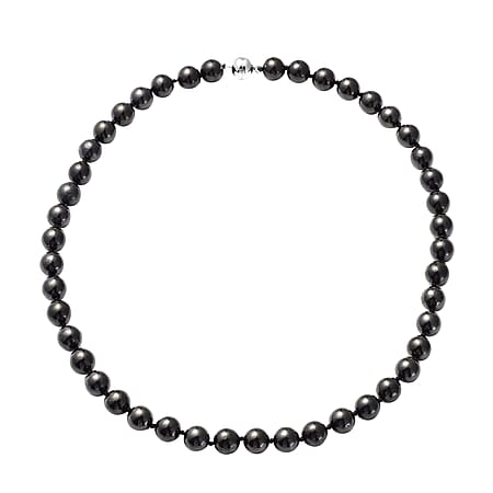 Natural Shungite Necklace (Size - 20) With Magnetic Clasp in Rhodium Overlay Sterling Silver 309.00 Ct. Natural Shungite Necklace (Size - 20) With Magnetic Clasp in Rhodium Overlay Sterling Silver 309.00 Ct.