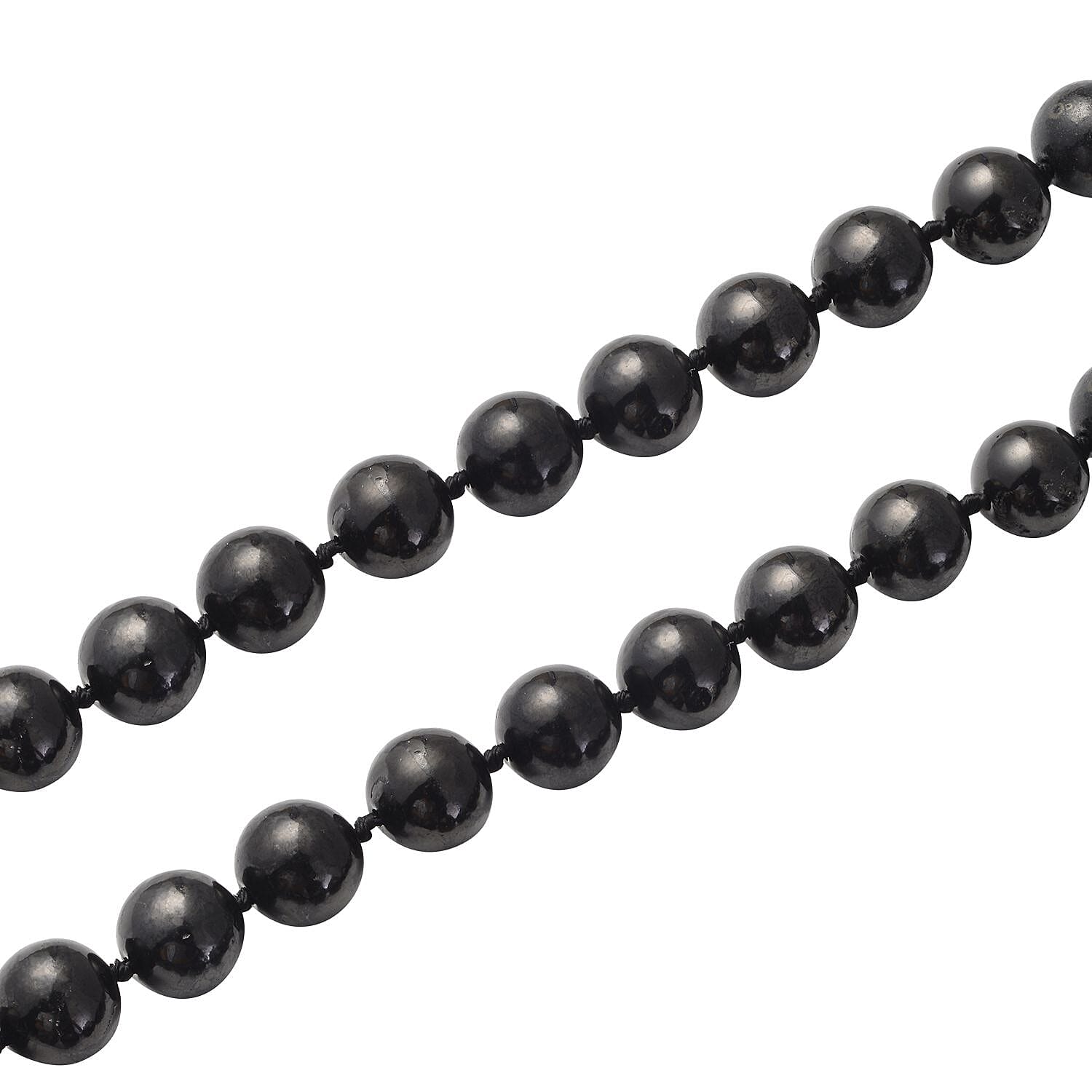 Natural Shungite Necklace (Size - 20) With Magnetic Clasp in Rhodium Overlay Sterling Silver 309.00 Ct.