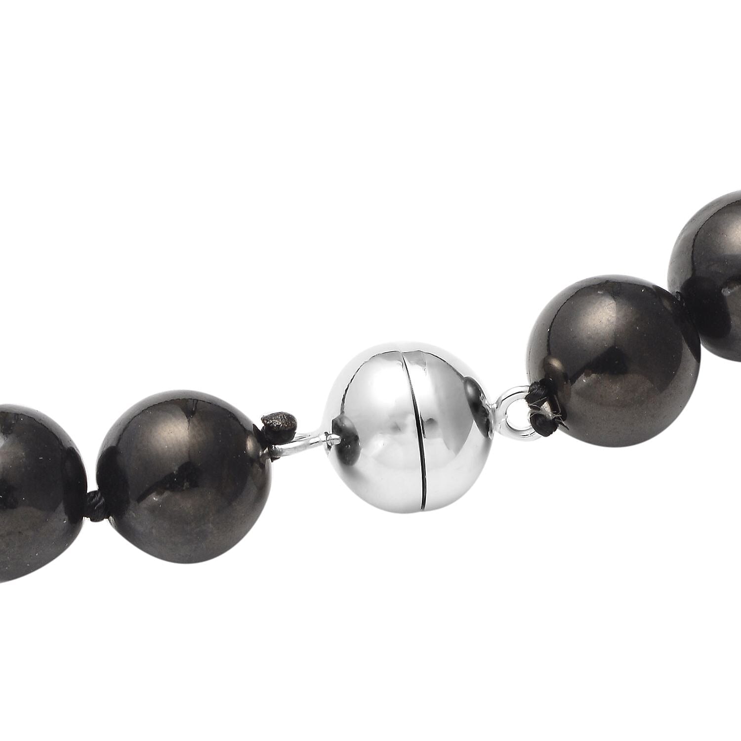 Natural Shungite Necklace (Size - 20) With Magnetic Clasp in Rhodium Overlay Sterling Silver 309.00 Ct.