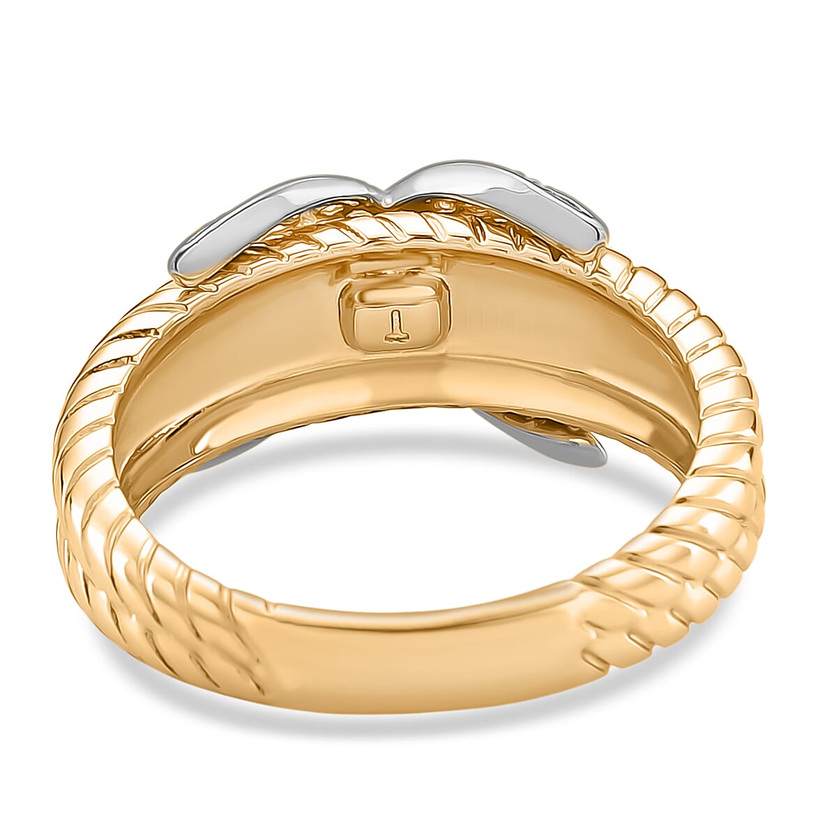 White Cubic Zirconia Ring in White & Yellow Gold Tone