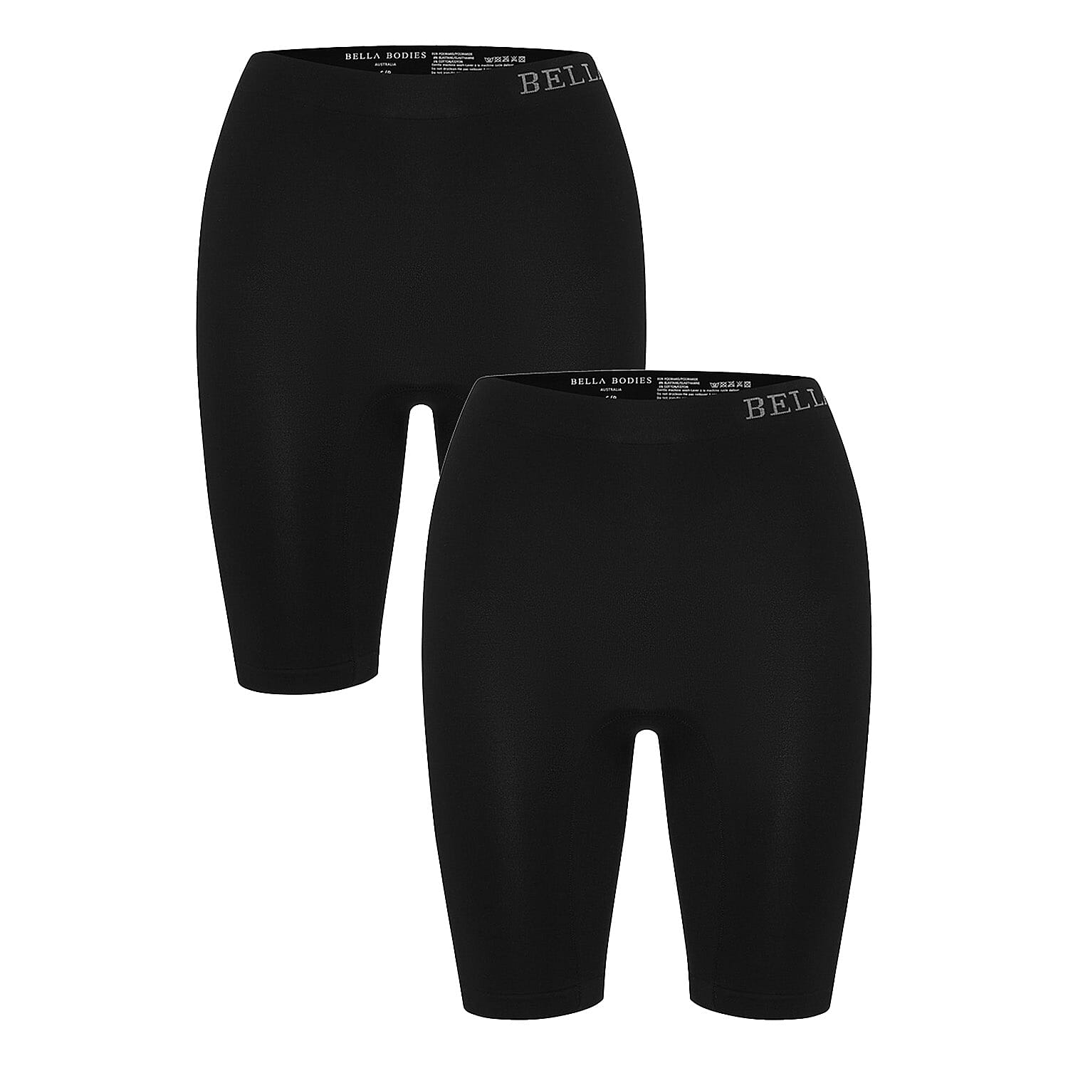 Bella Bodies Cool Fit Seamless High-Waisted Everyday Anti-Chafing Shorts (Size L) - Black
