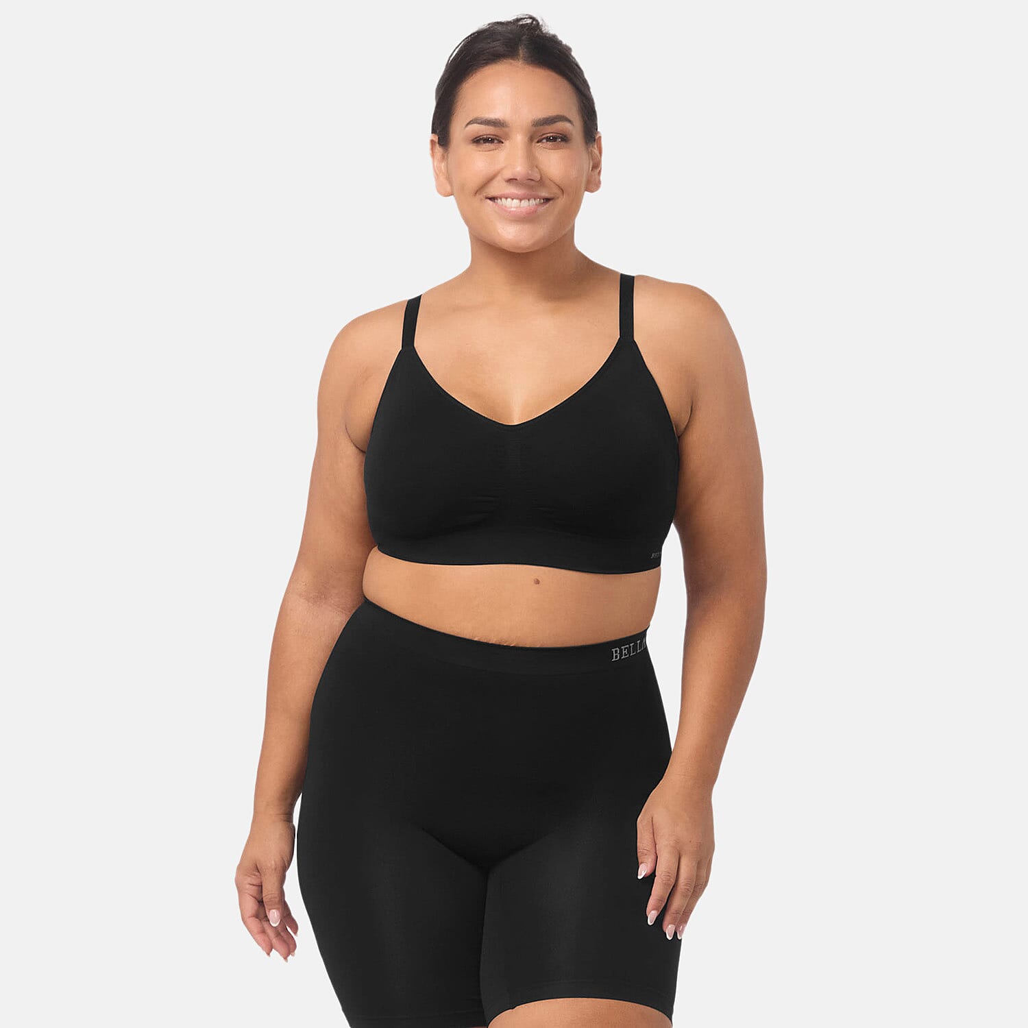 Bella Bodies Cool Fit Seamless High-Waisted Everyday Anti-Chafing Shorts (Size M) - Black