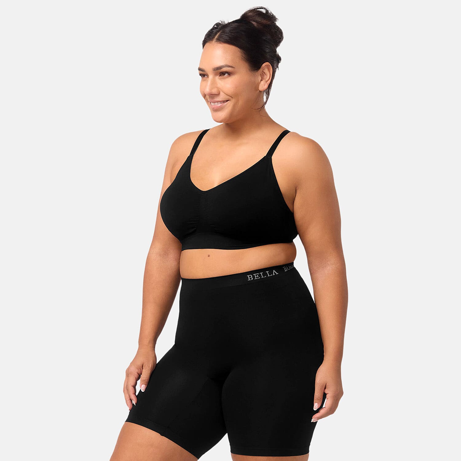 Bella Bodies Cool Fit Seamless High-Waisted Everyday Anti-Chafing Shorts (Size M) - Black