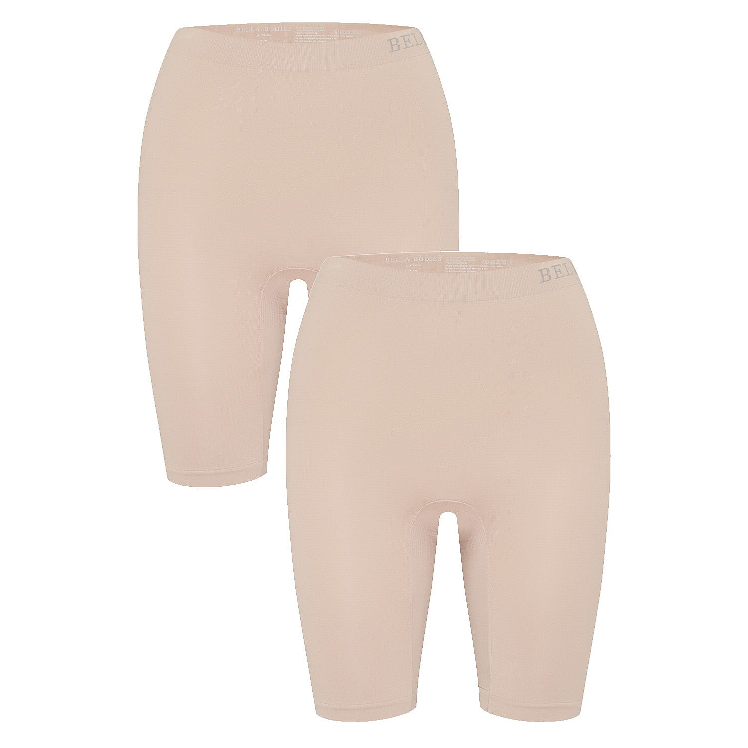 Bella Bodies Cool Fit Seamless High-Waisted Everyday Anti-Chafing Shorts (Size L) - Sand
