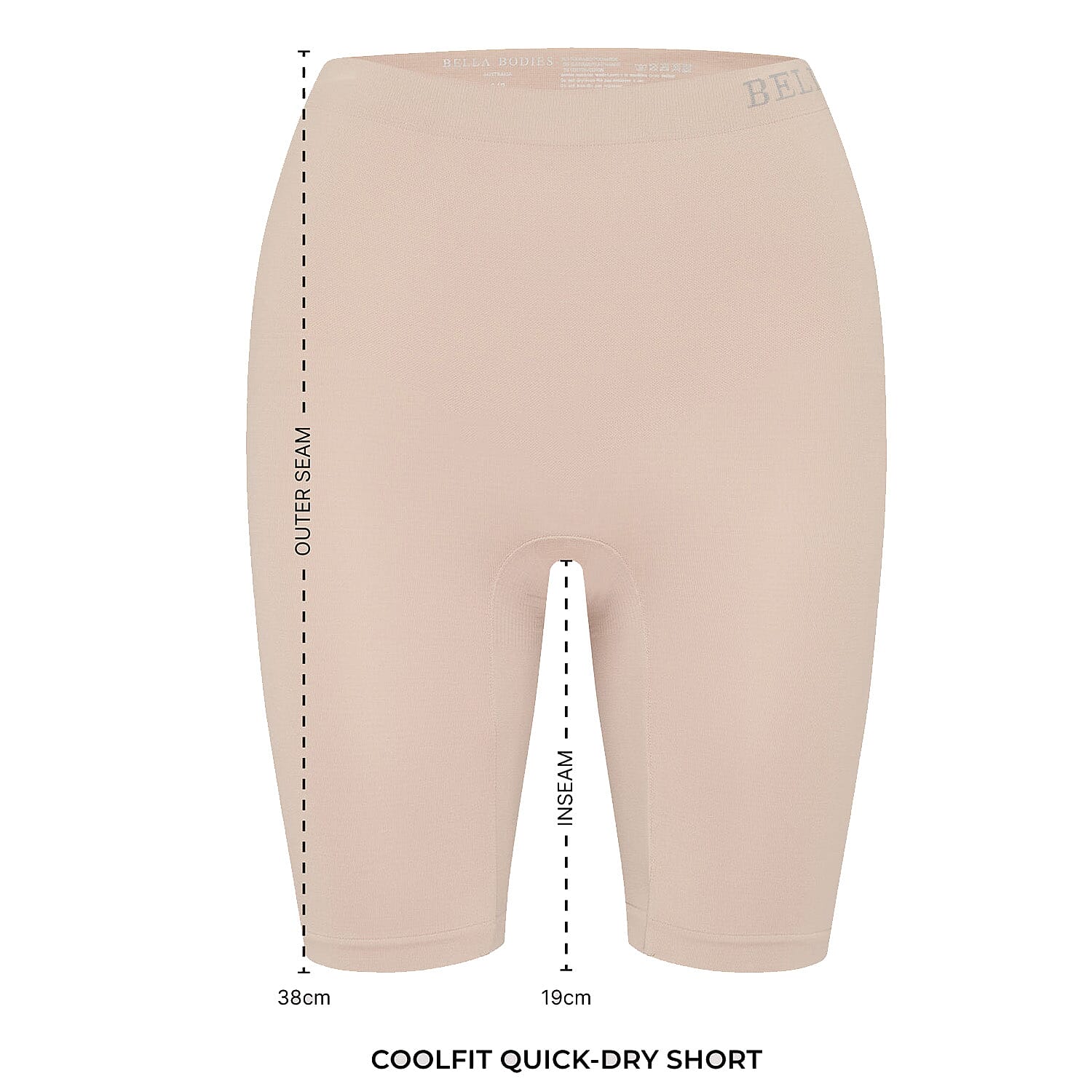 Bella Bodies Cool Fit Seamless High-Waisted Everyday Anti-Chafing Shorts (Size M) - Sand