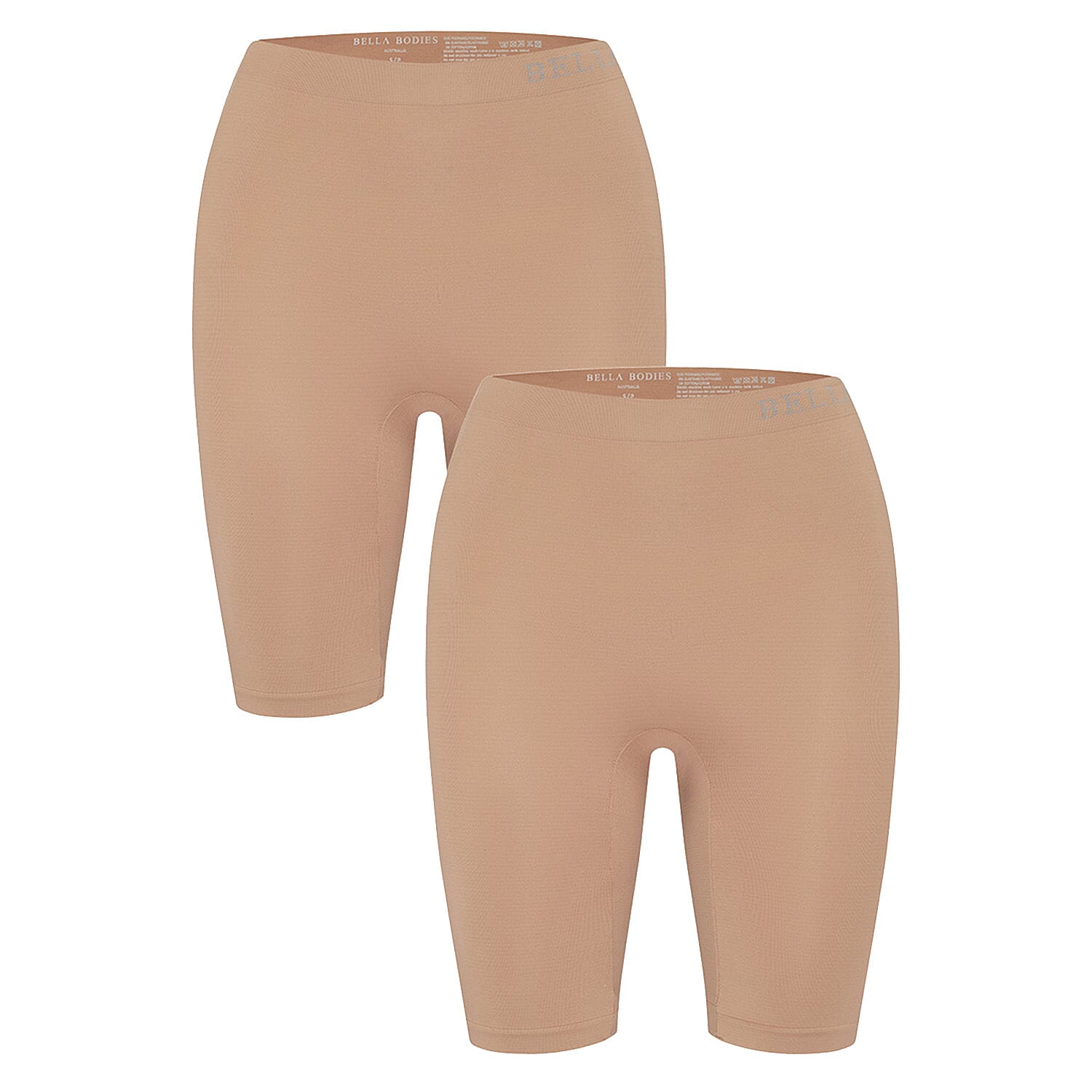 Bella Bodies Cool Fit Seamless High-Waisted Everyday Anti-Chafing Shorts (Size L) - Taupe