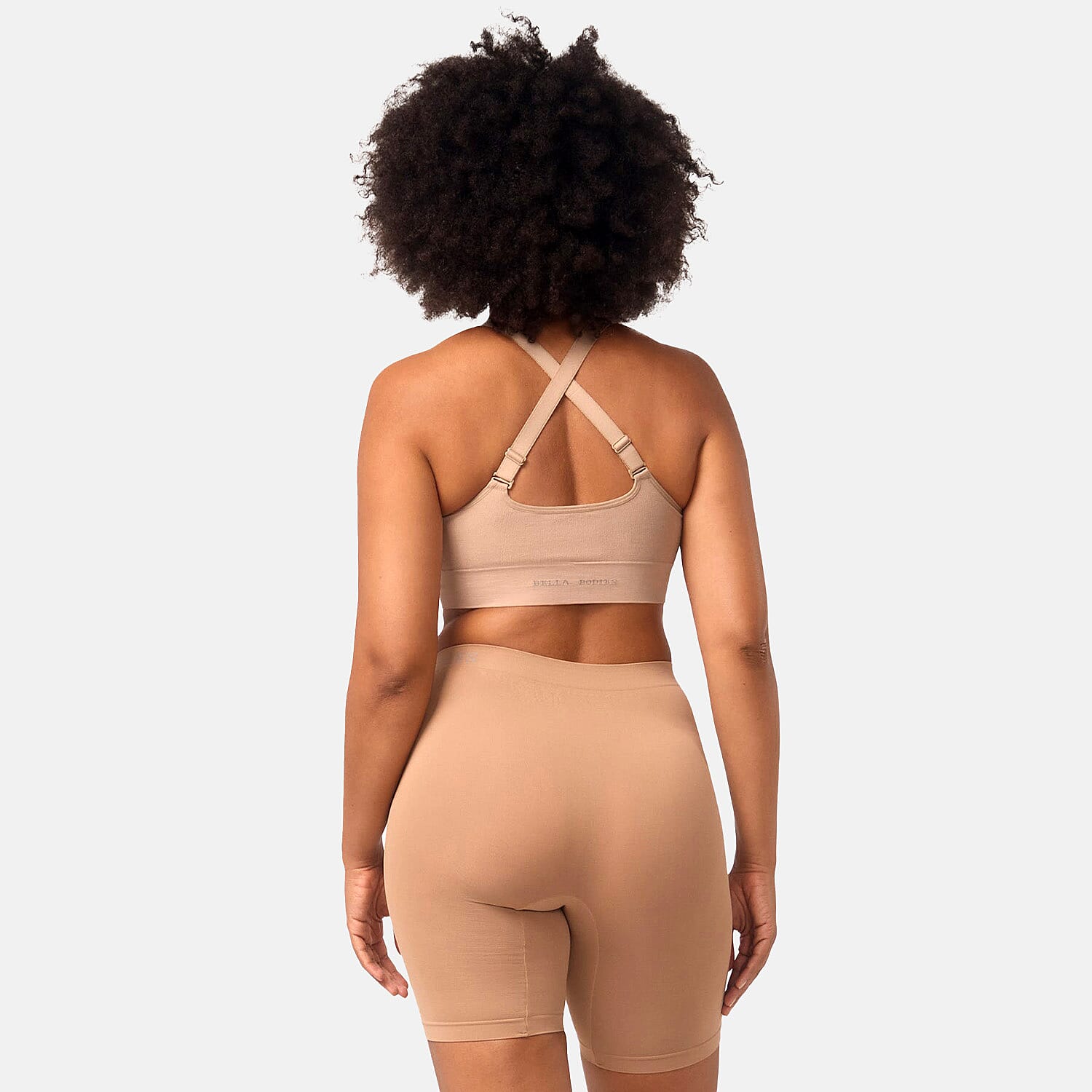 Bella Bodies Cool Fit Seamless High-Waisted Everyday Anti-Chafing Shorts (Size L) - Taupe