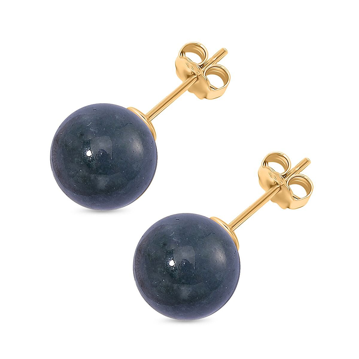 Natural Type A Jadeite Earring with Push Back in Yellow Gold Plated Sterling Silver 15.00 Ct.