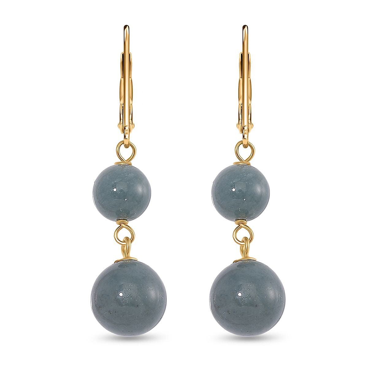 Natural Type A Jadeite Earring with Lever Back in Yellow Gold Plated Sterling Silver 23.00 Ct.