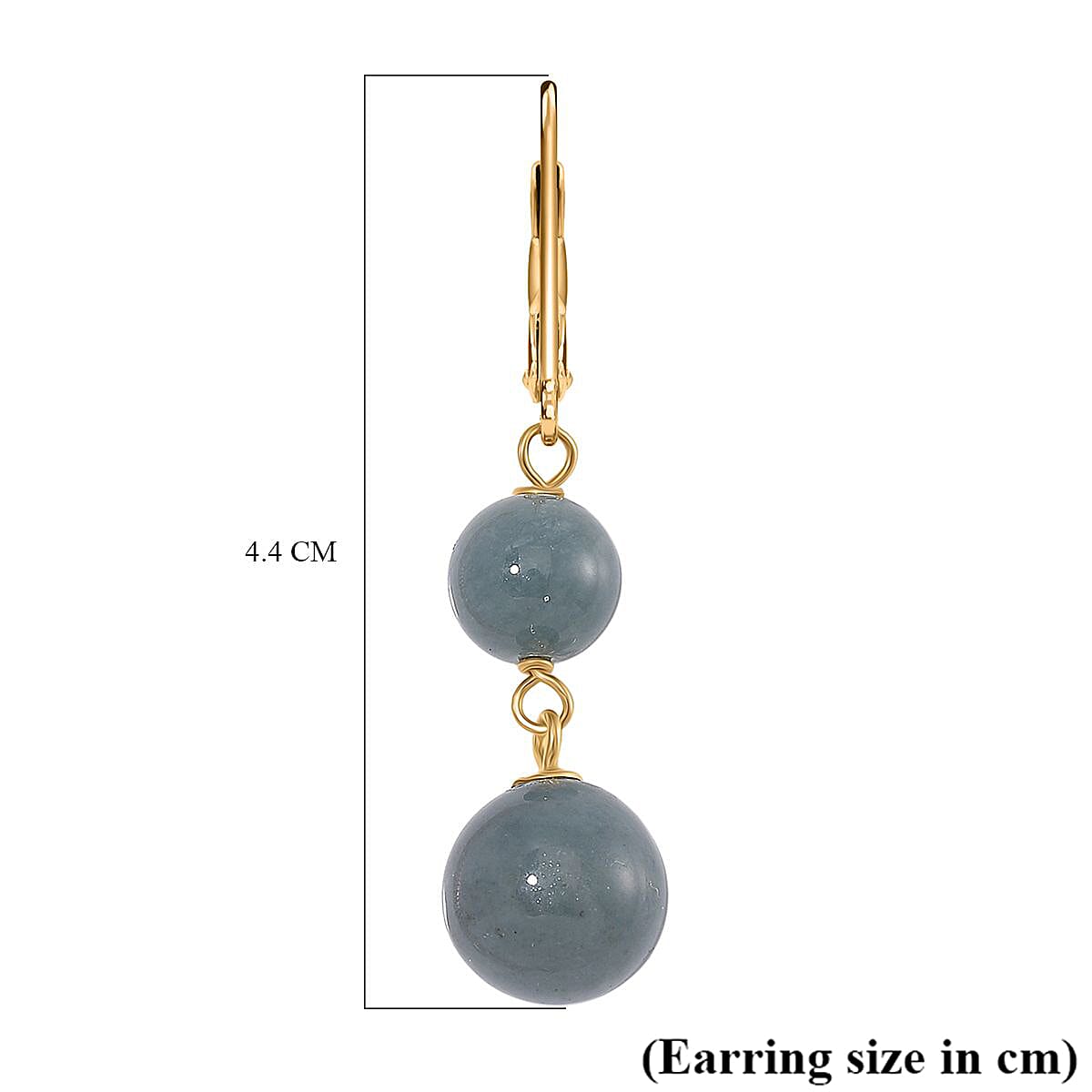 Natural Type A Jadeite Earring with Lever Back in Yellow Gold Plated Sterling Silver 23.00 Ct.