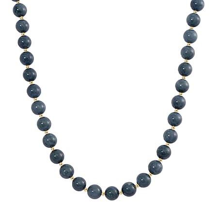 SUPER RARE - Natural Type A Olmec Jadeite Beads Necklace (Size - 20) Sterling Silver with Magnetic Lock in Yellow Gold Plating 500 Ct.