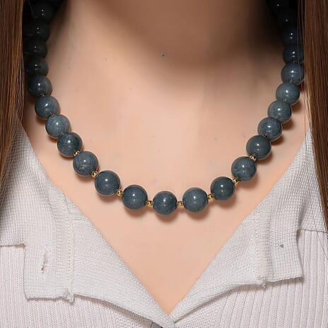 SUPER RARE - Natural Type A Jadeite Necklace (Size - 20) In Gold Overlay Sterling Silver with Magnetic Lock 500 Ct.