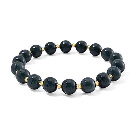 SUPER RARE - Natural Type A Jadeite Bracelet (Size 7.5 Strachable) in Yellow Gold Overlay Sterling Silver 120.00 Ct.