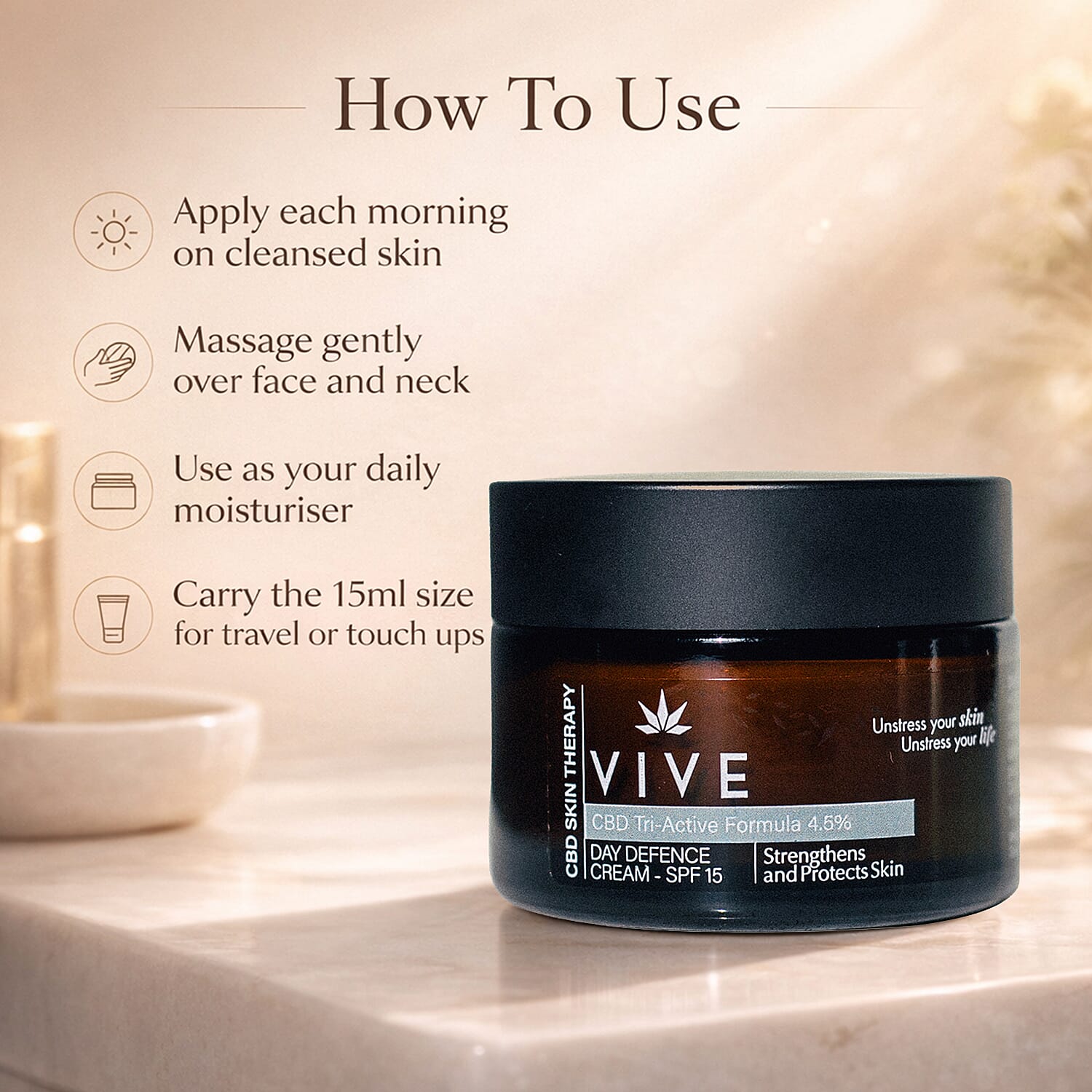 VIVE Day Defence SPF 15 Cream - 50ml with Travel Size - 15ml