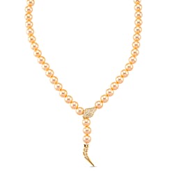 Designer Inspired - White Shell Pearl and White Cubic Zirconia Adjustable Necklace (Size - 22)