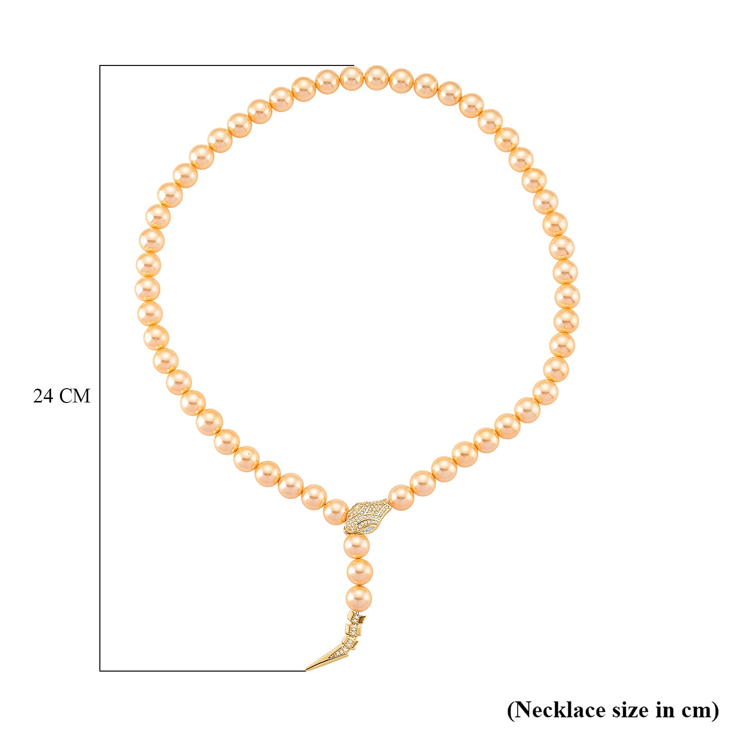 Designer Inpsired - Golden Shell Pearl & White Cubic Zirconia Adjustable Necklace (Size - 22) 301.50 Ct.