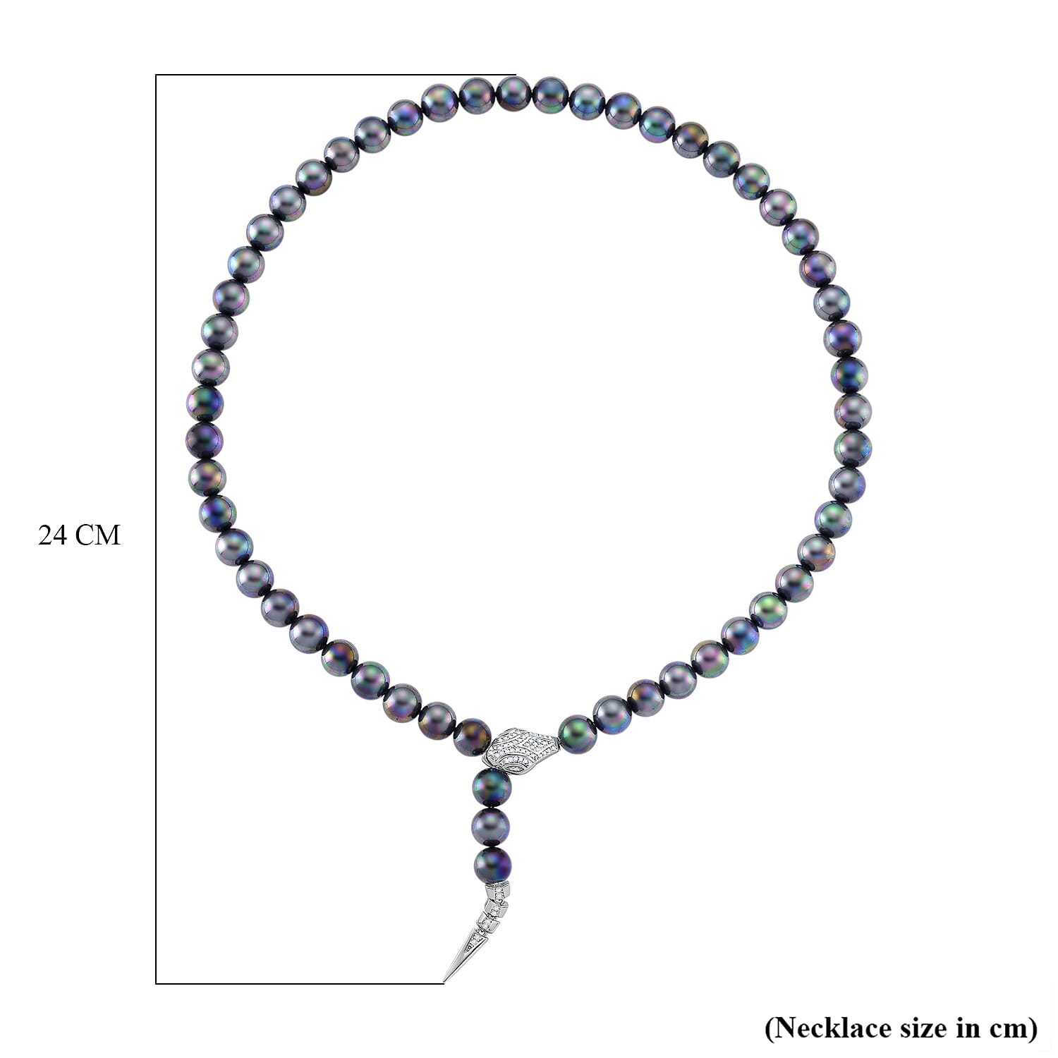 Designer Inspired - Peacock Shell Pearl & White Cubic Zirconia Adjustable Necklace (Size - 22) 301.50 Ct.