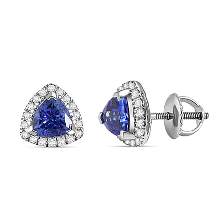 Appraised & Certified RHAPSODY 950 Platinum AAAA Tanzanite, White Diamond EF, VS Earring, 1.45 Ct.