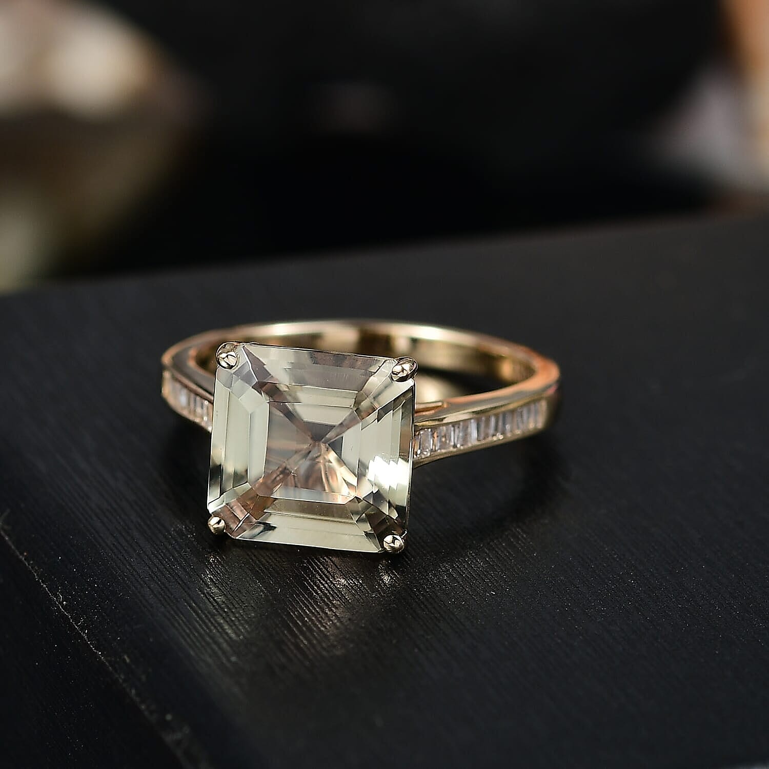 14K Yellow Gold AAA Turkizite, White Diamond I2 Main Stone With Side Stone Ring, Gold Wt.3.5 Gms  5.241  Ct.