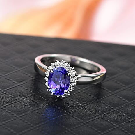 Rhapsody 950 Platinum AAAA Tanzanite White Diamond EF, VS Solitaire Ring, Platinum Wt.5.5 Gms  1.700  Ct.