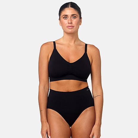 Bella Bodies Pack of 2 - Easyfit Adjustable Quick-Dry Wirefree Travel Bra with Removable Bra Pads (Size L) - Black