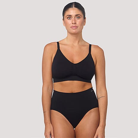 Bella Bodies Pack of 2 - Easyfit Adjustable Quick-Dry Wirefree Travel Bra with Removable Bra Pads (Size L) - Black