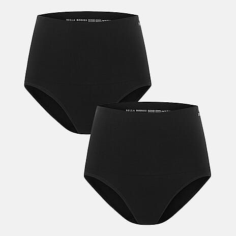 Bella Bodies Pack of 2 - Smoothme Quick Dry Seamless High-Waisted Knickers (Size M) - Black