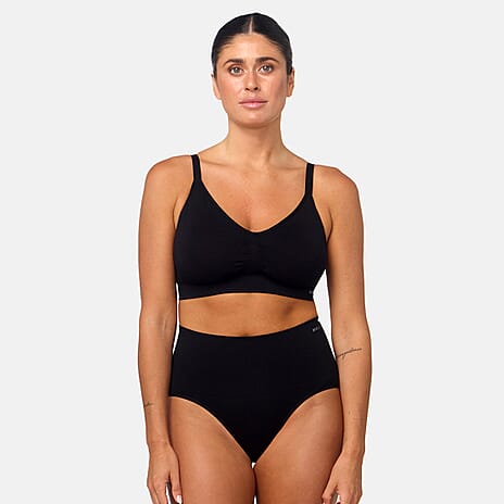 Bella Bodies Pack of 2 - Smoothme Quick Dry Seamless High-Waisted Knickers (Size M) - Black