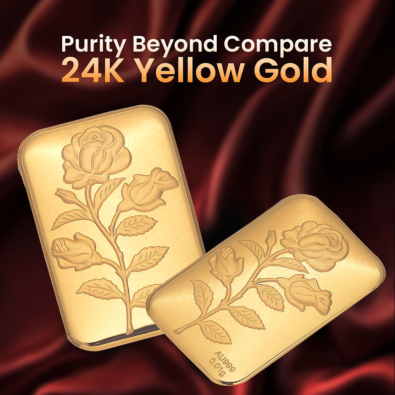 Biggest Gold Deal - 24K Yellow Gold Embossed Rose (39.65X25.90 MM)