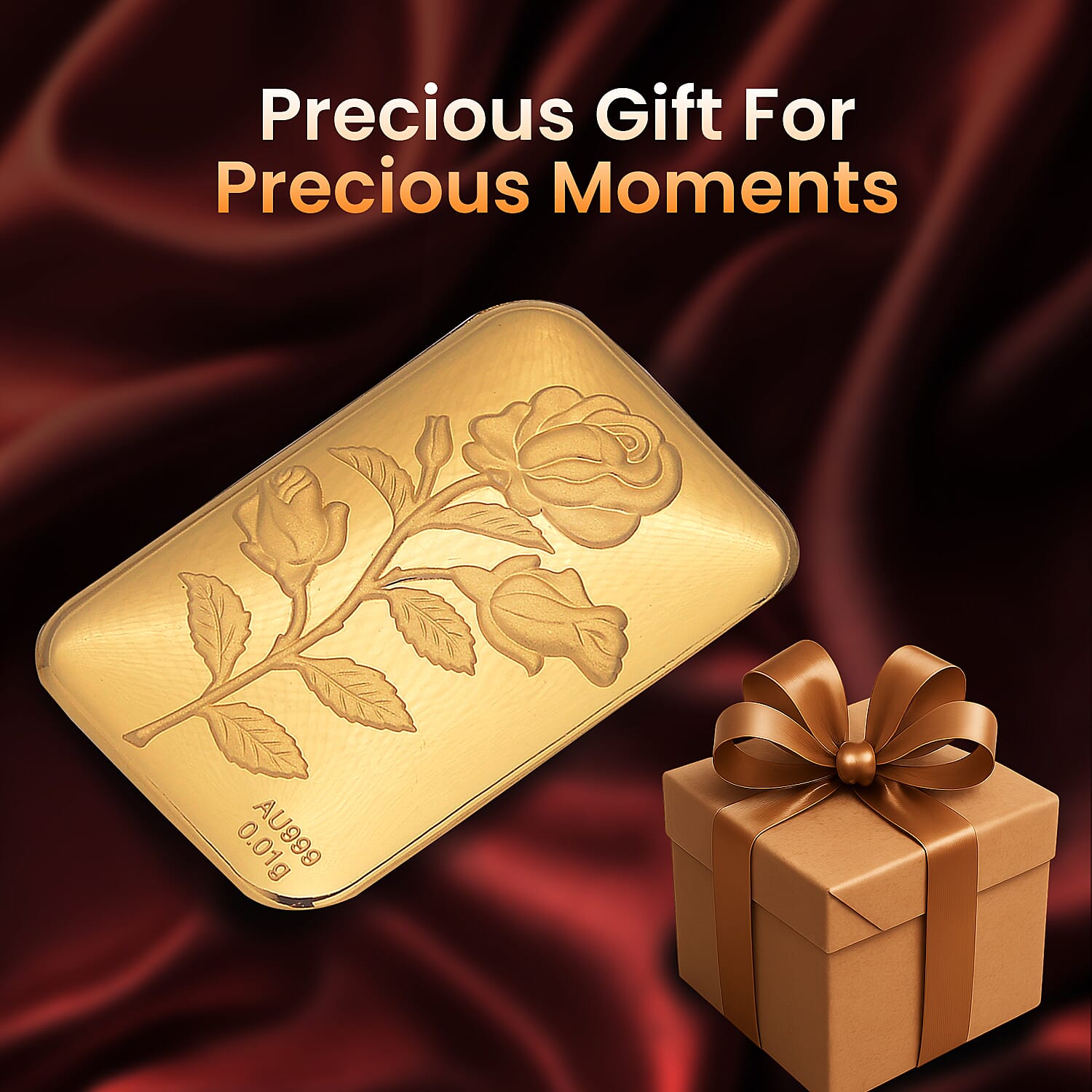 Biggest Gold Deal - 24K Yellow Gold Embossed Rose (39.65X25.90 MM)