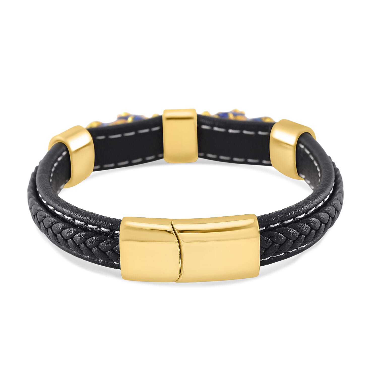 Super Find - Genuine Leather with Alloy-Std Yellow Pixiu Enameled Bracelet (Size - 8)