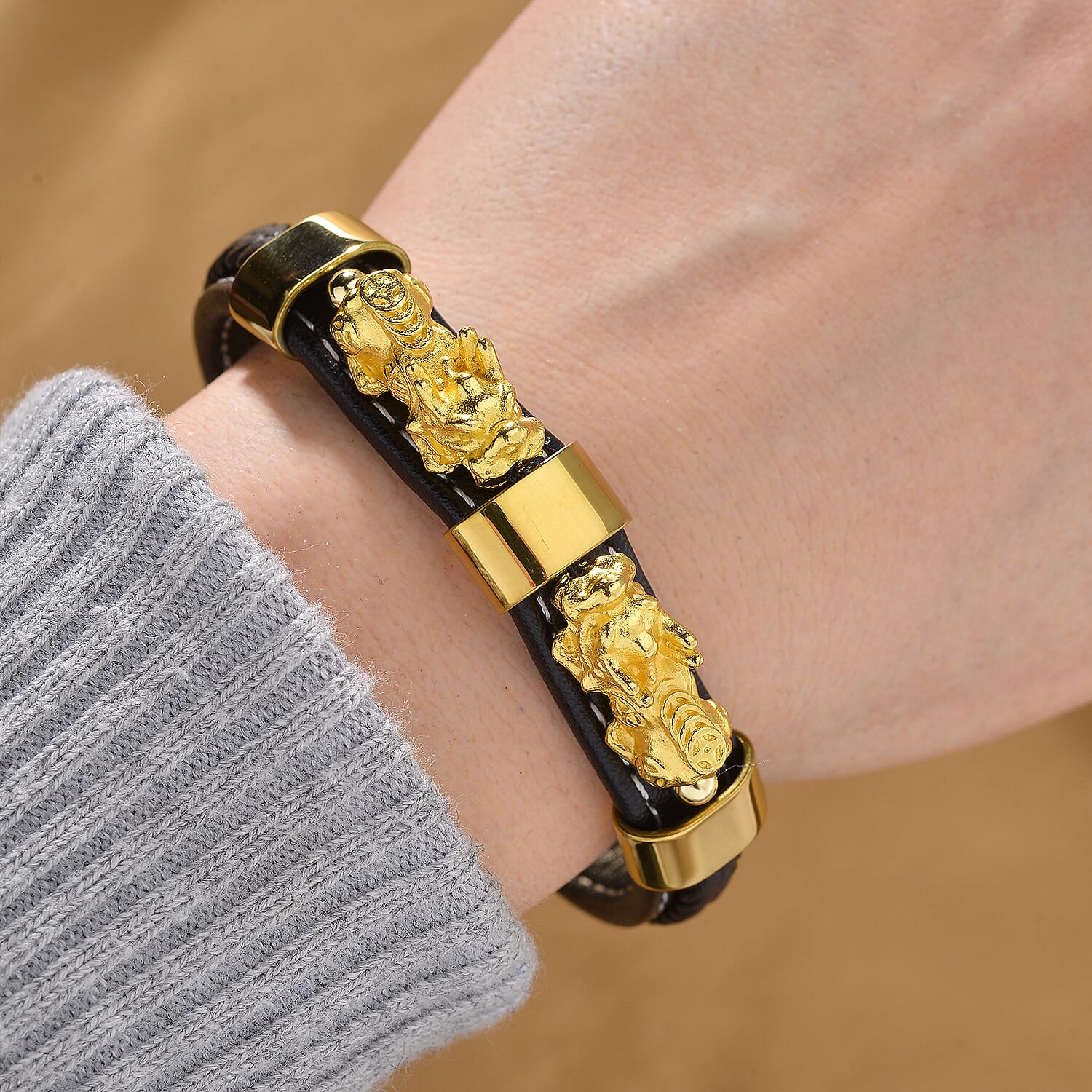 Genuine Leather Pixiu Bracelet (Size - 8)