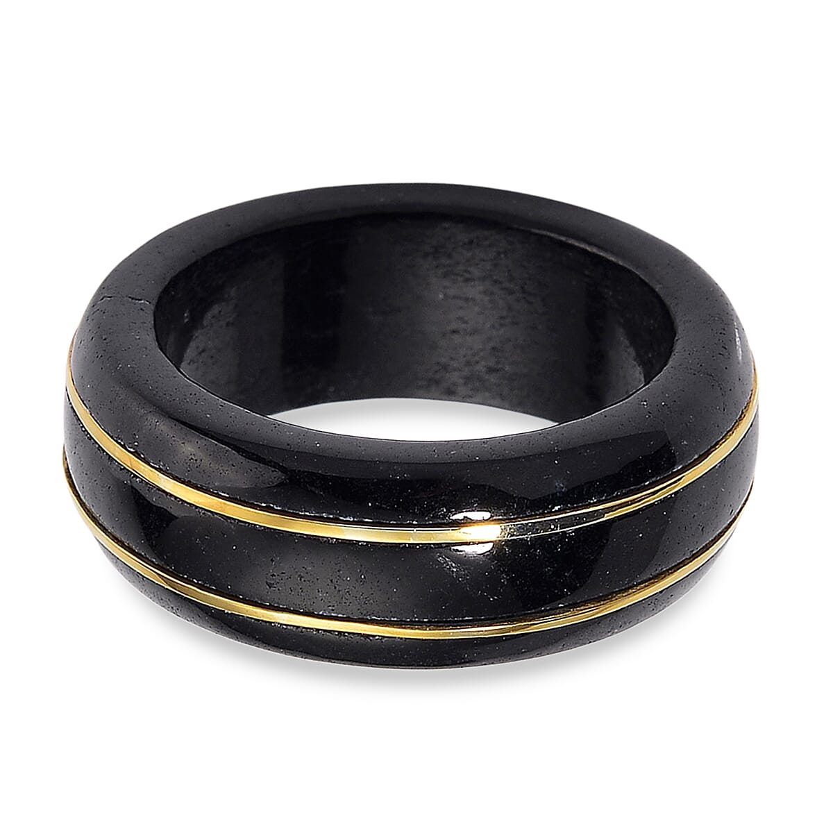 Black Jade Ring in 18K Vermeil Yellow Gold Sterling Silver 24.80 Ct.