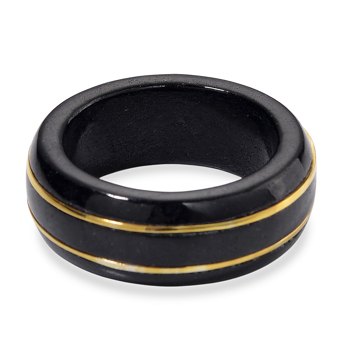 Black Jade Ring in 18K Vermeil Yellow Gold Sterling Silver 24.80 Ct.