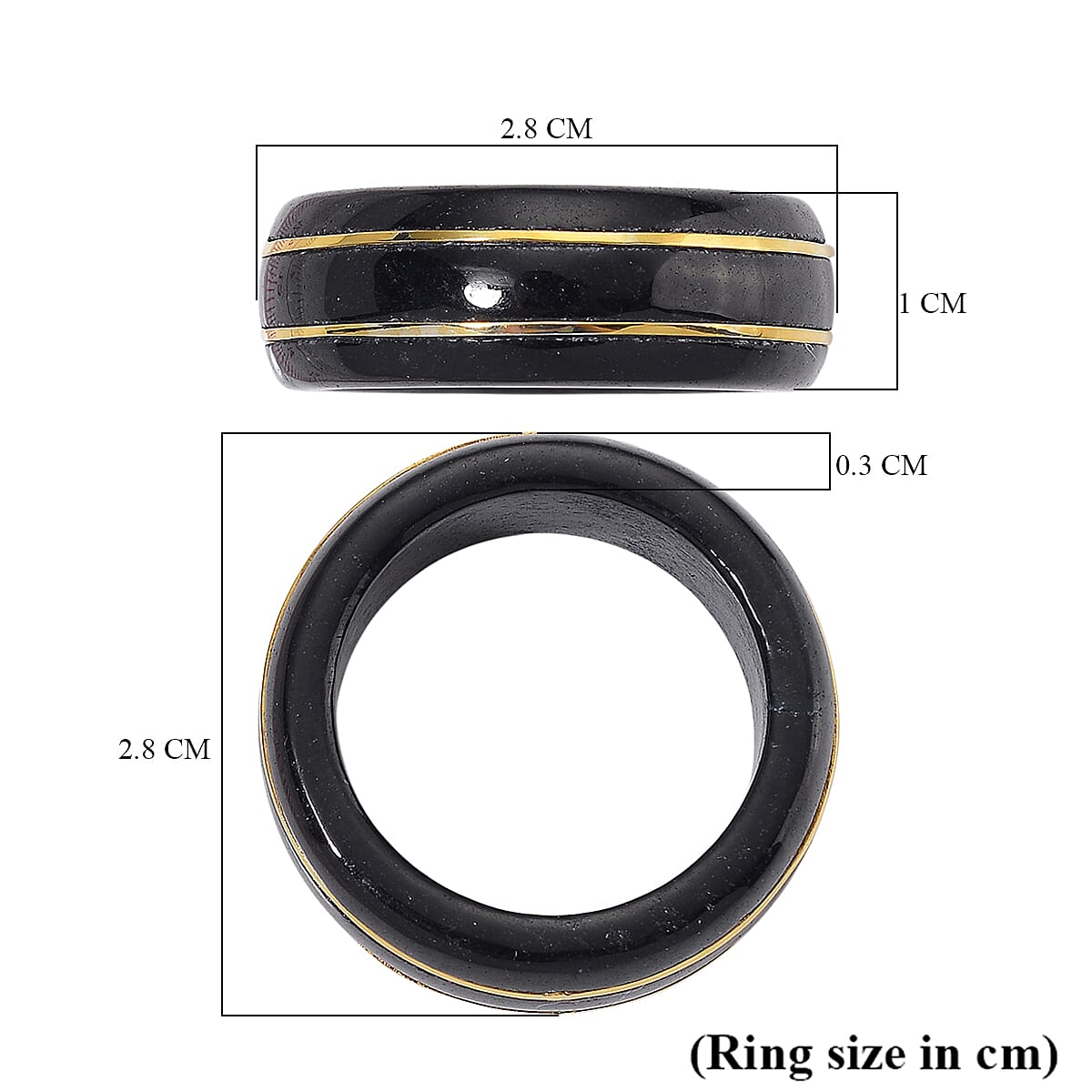 Black Jade Ring in 18K Vermeil Yellow Gold Sterling Silver 24.80 Ct.