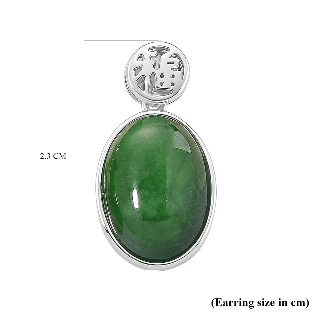 Enhanced Green Jade Earring with Push Back in Rhodium Overlay Sterling Silver 14.90 Ct. Enhanced Green Jade Earring with Push Back in Rhodium Overlay Sterling Silver 14.90 Ct.