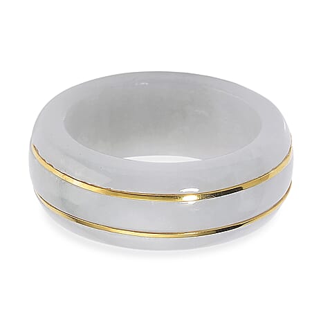 Natural Jade Ring in 18K Vermeil Yellow Gold Sterling Silver 26.70 Ct.
