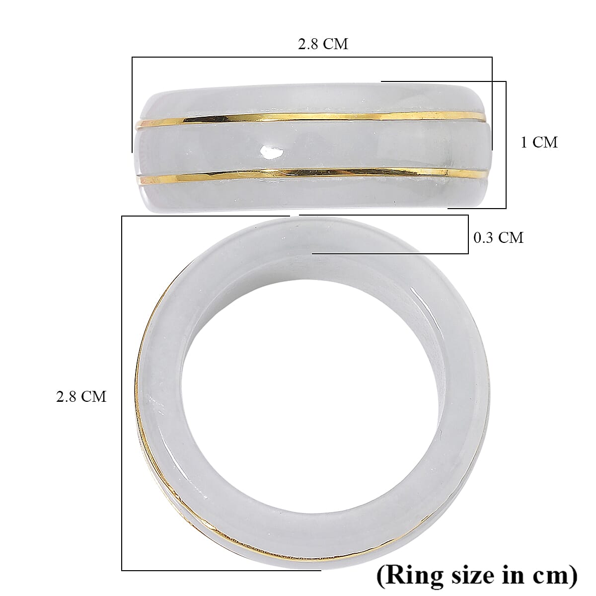 Natural Jade Ring in 18K Vermeil Yellow Gold Sterling Silver 26.70 Ct.