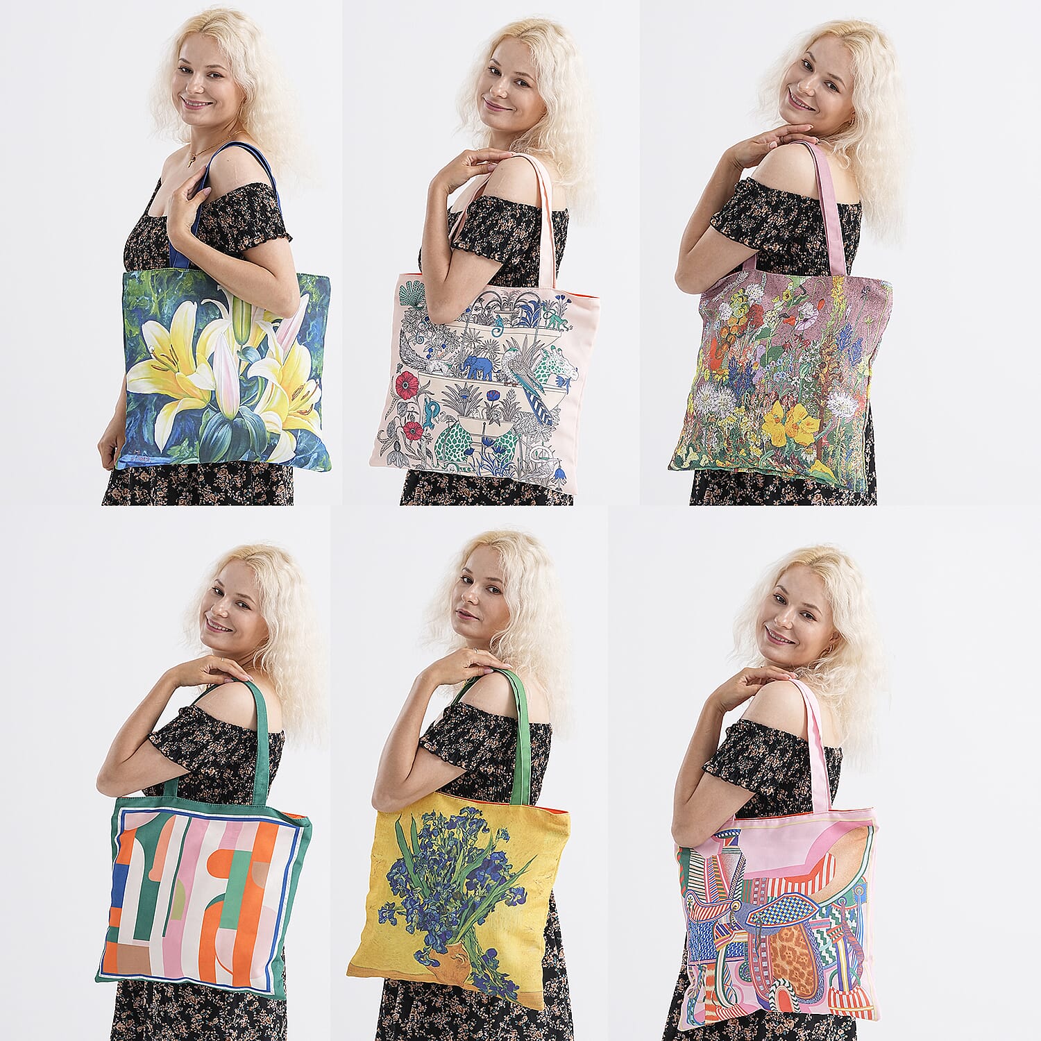 Set-of-6-Printed-Tote-Bags-Reusable-Multi-Color