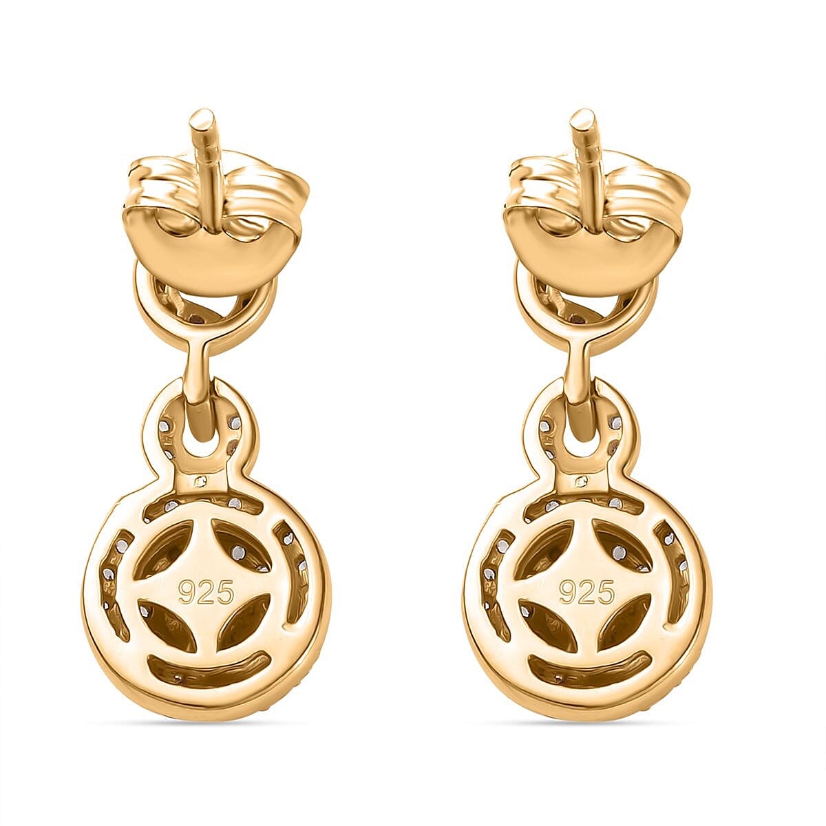 Colombian Emerald & White Zircon Earring with Push Back in 18K Vermeil Yellow Gold Plated Sterling Silver 1.14 Ct. Colombian Emerald & White Zircon Earring with Push Back in 18K Vermeil Yellow Gold Plated Sterling Silver 1.14 Ct.