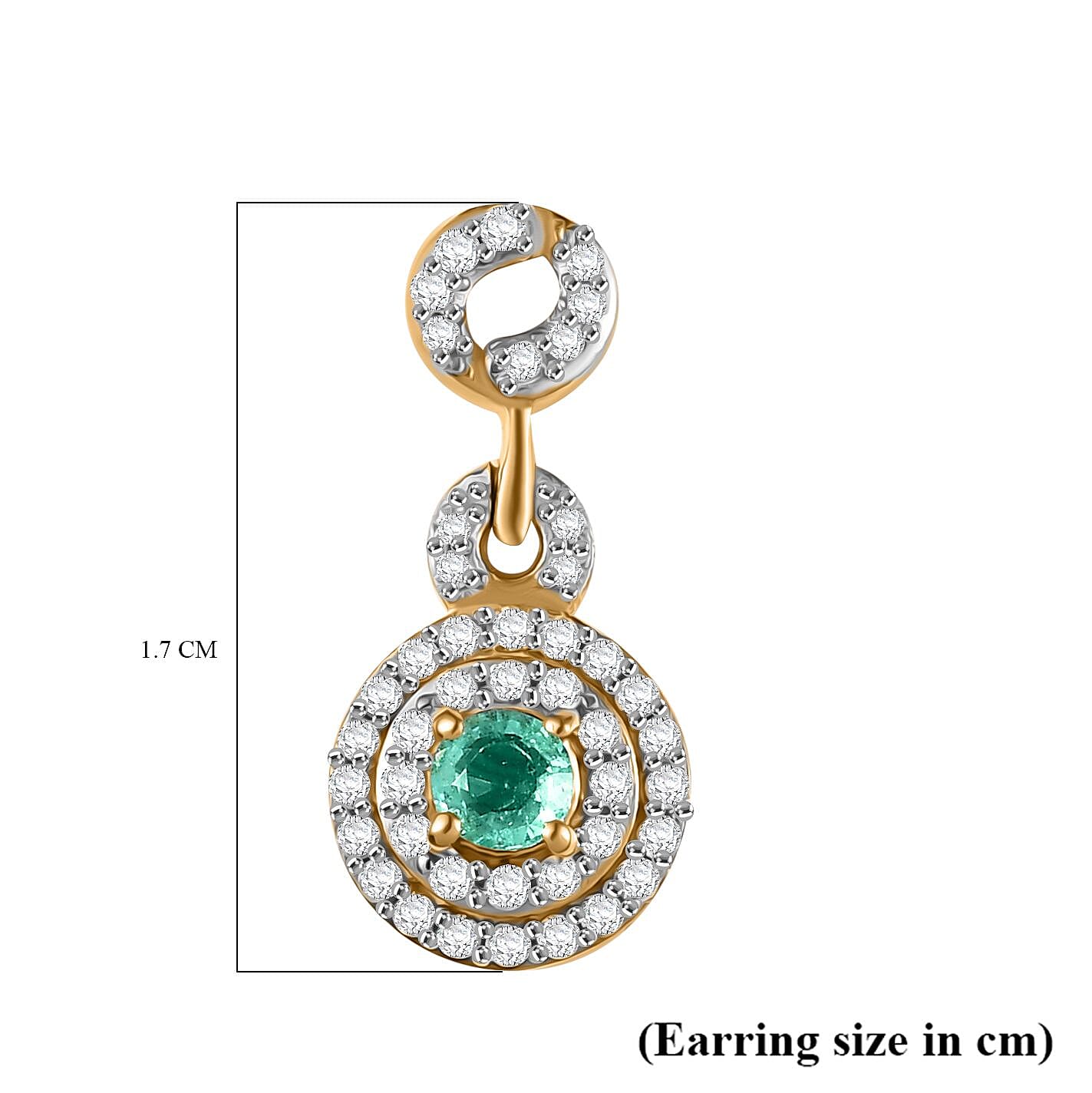 Colombian Emerald & White Zircon Earring with Push Back in 18K Vermeil Yellow Gold Plated Sterling Silver 1.14 Ct. Colombian Emerald & White Zircon Earring with Push Back in 18K Vermeil Yellow Gold Plated Sterling Silver 1.14 Ct.