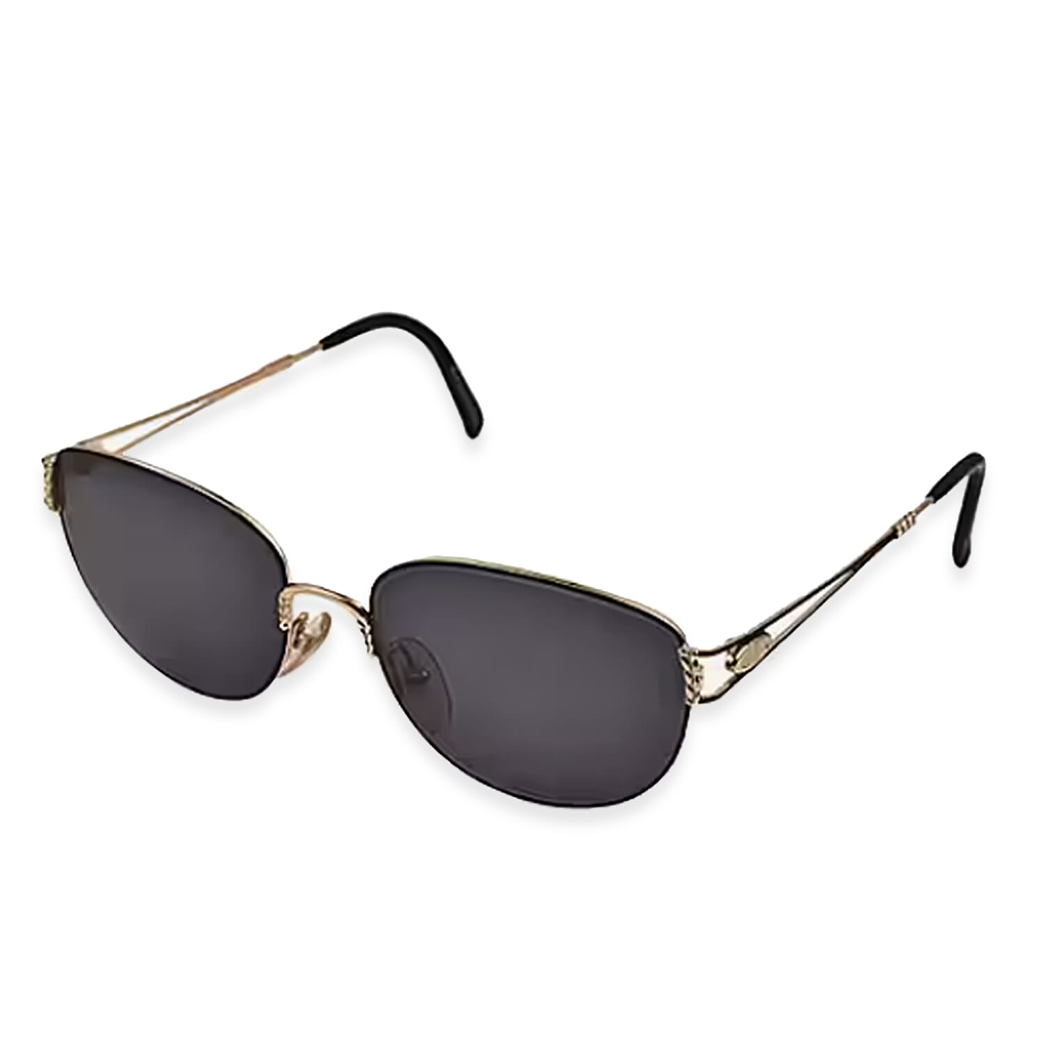 Dior Elegant Ladies Metal Cat Eye Sunglasses with Black Lenses