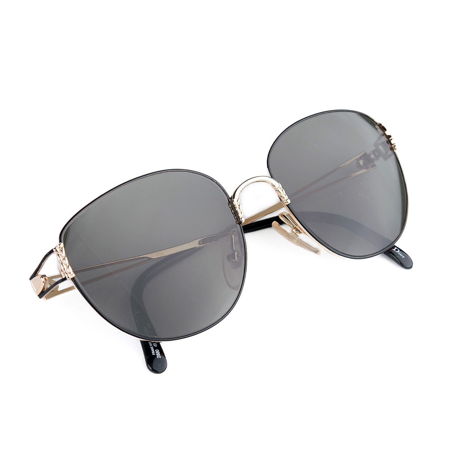 Dior Elegant Ladies Metal Cat Eye Sunglasses with Green Lenses