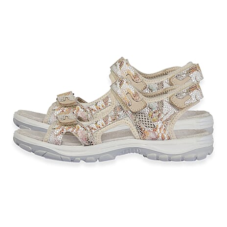 Mandy Ladies Leather Sporty Sandals with Adjustable Straps (Size 5) - Beige & Multi