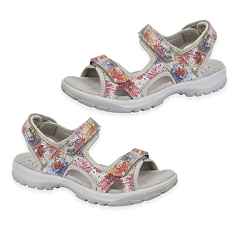 Mandy Ladies Leather Sporty Sandals with Adjustable Straps (Size 7) - Multi Grey
